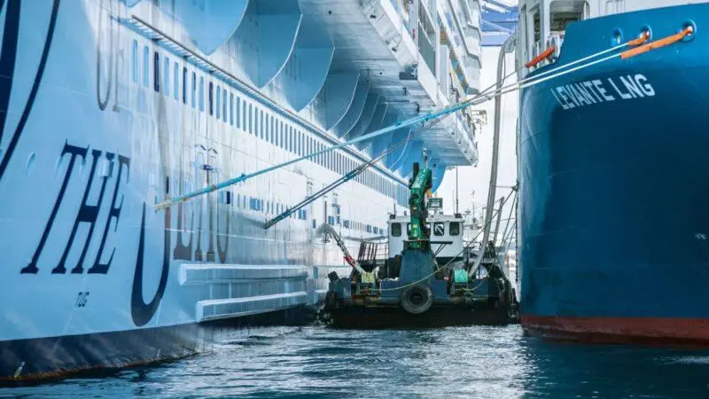 Icon-of-the-Seas being bunkered at Algeciras