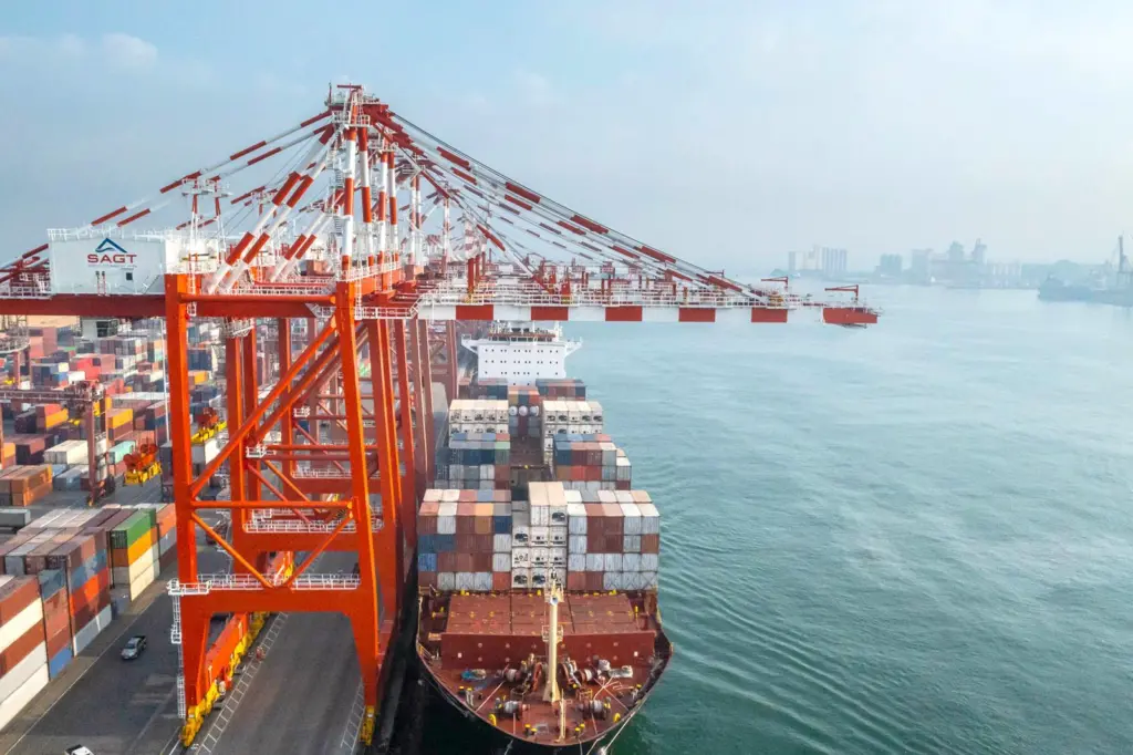 Container ship at port