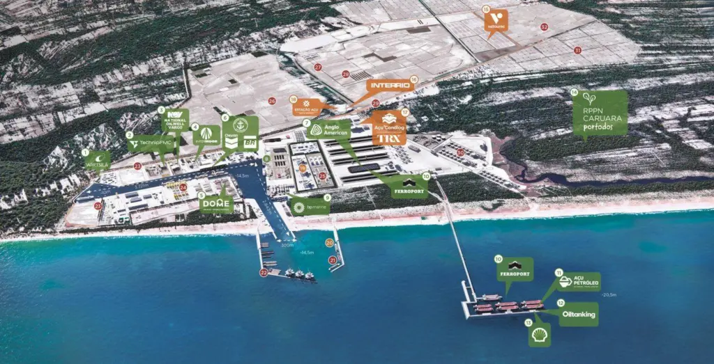 Port of Acu map showing company locations