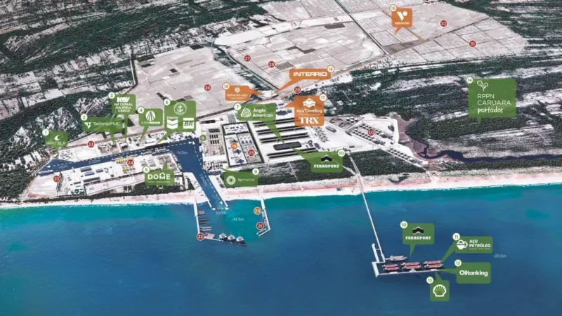 Port of Acu map showing company locations