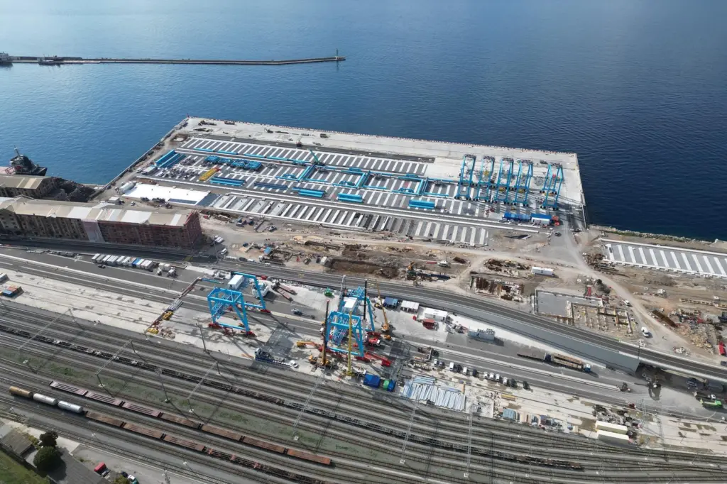 The image shows an overhead shot of the Rijeka Terminal in September 2024