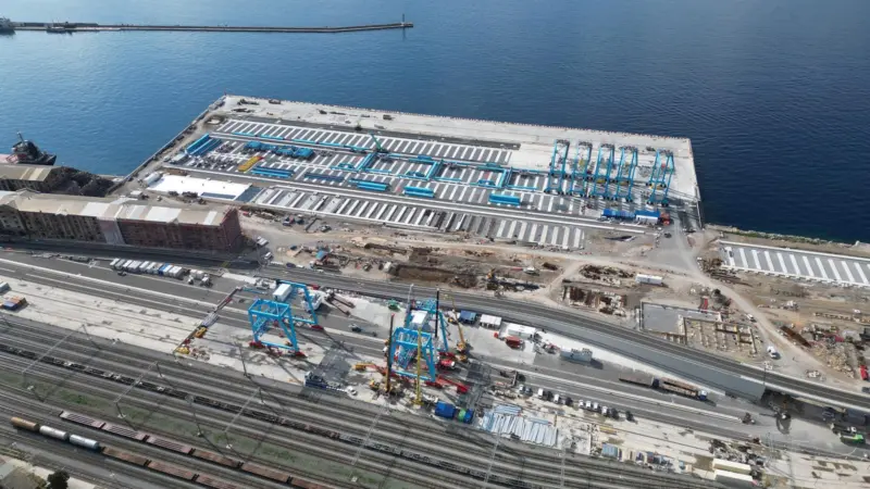 The image shows an overhead shot of the Rijeka Terminal in September 2024