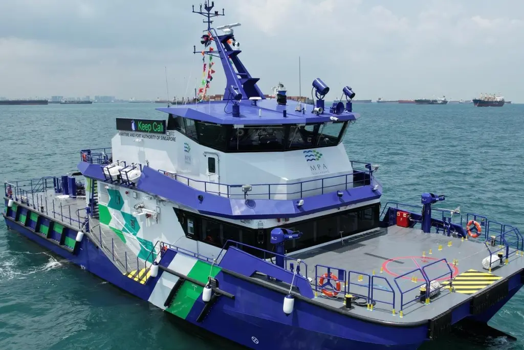 Pictured is MPA's hybrid patrol vessel MPA Guardian built in 2022