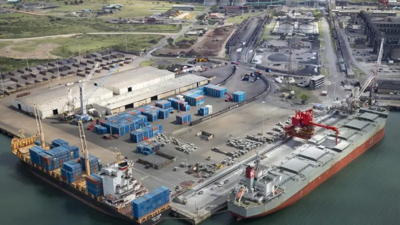 Pictured is an overhead shot of the Port of Ngqura