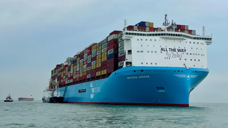 The picture shows the Antonia Maersk at sea
