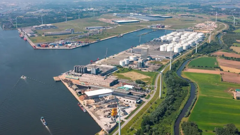 The image shows an overhead shot of North Sea Port