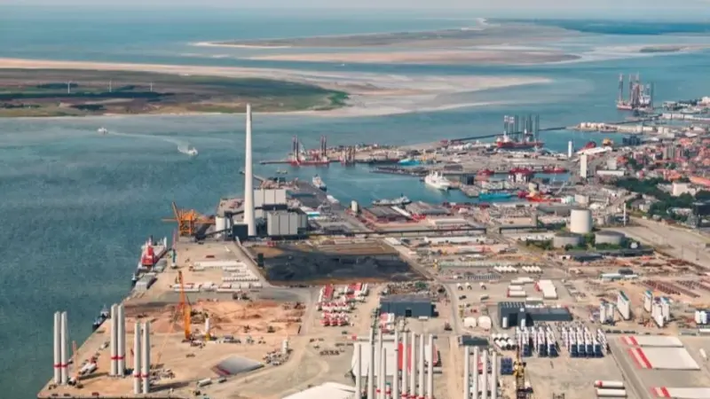 The image shows an overhead shot of Port of Esbjerg