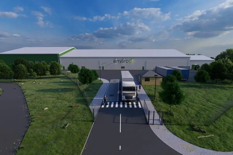 CGI image of an Enviroo plastic recycling plant at Ellesmere Port