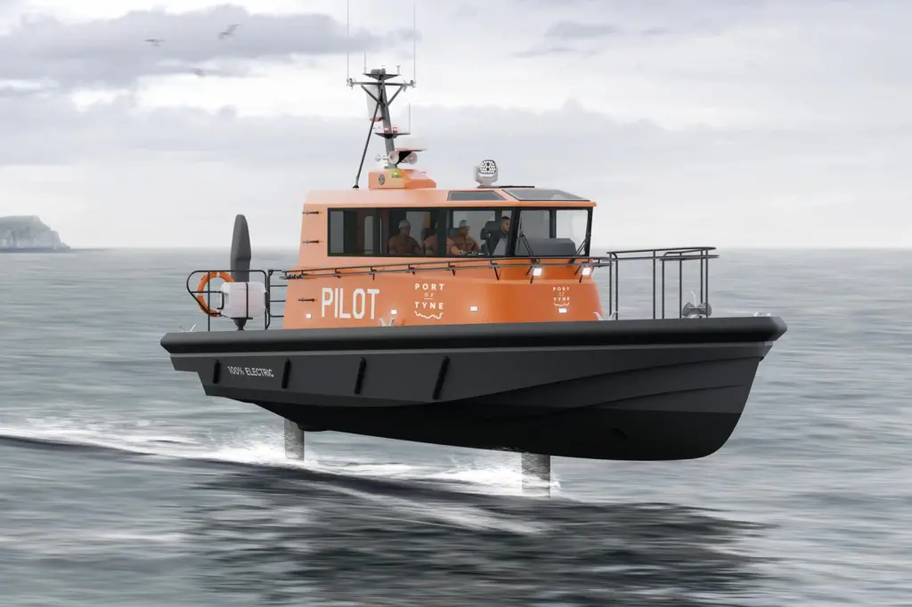 The image shows a render of the Port of Tyne x Artemis EF-12 Pilot boat