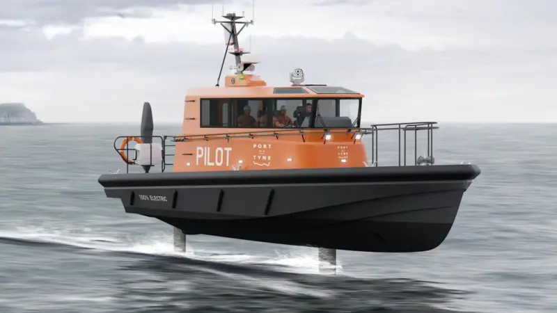 The image shows a render of the Port of Tyne x Artemis EF-12 Pilot boat