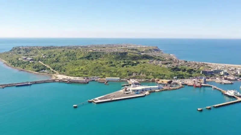 The picture shows an overhead short of Portland Port