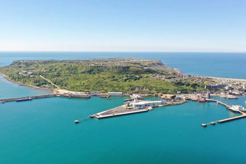 The picture shows an overhead short of Portland Port