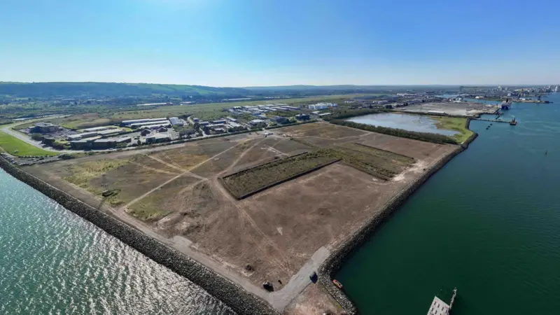 The image shows an overhead shot of Belfast Harbour's new D3 site