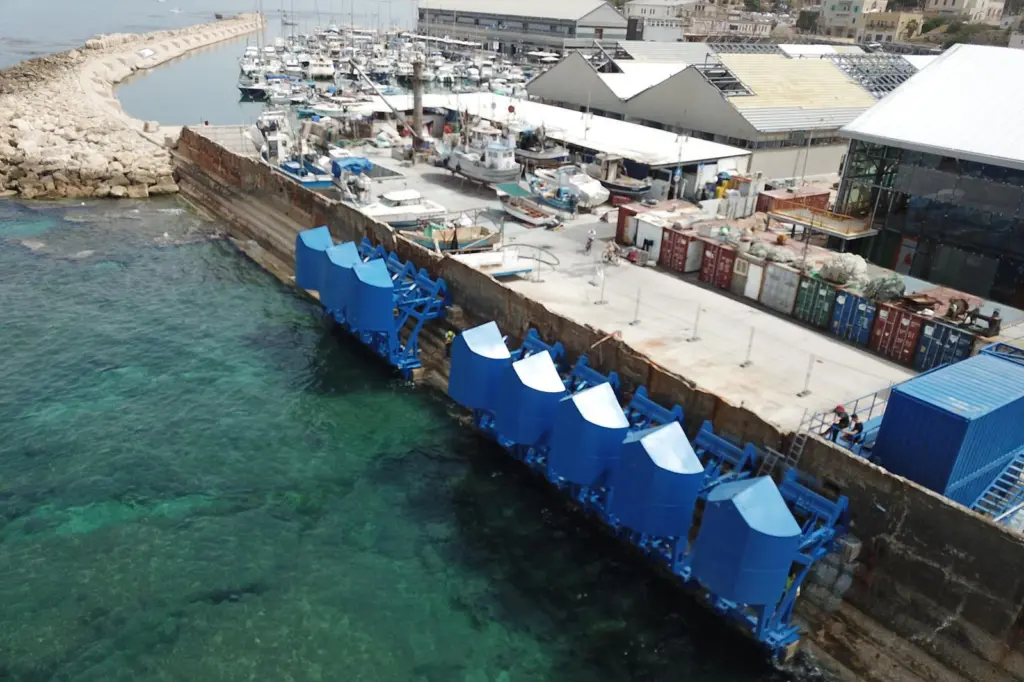 The image shows the tidal installation at Jaffa Port