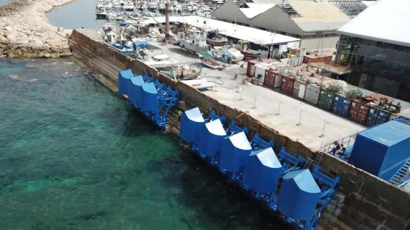 The image shows the tidal installation at Jaffa Port