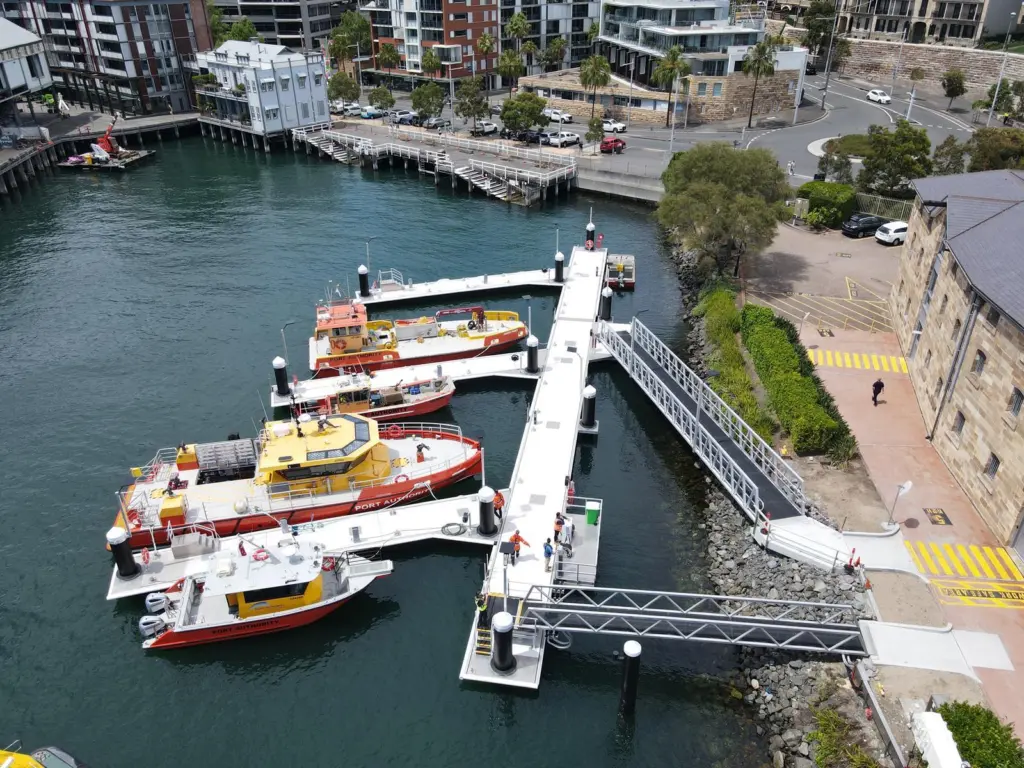 NSW Port Authority's new floating pontoon at Moores Wharf
