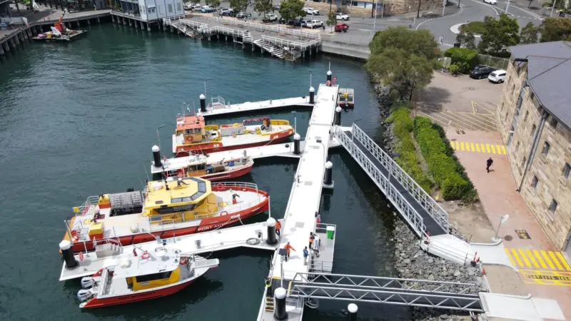 NSW Port Authority's new floating pontoon at Moores Wharf