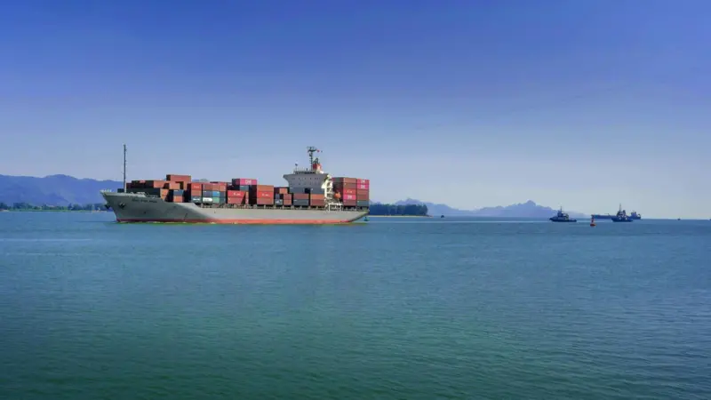 Container ship at sea
