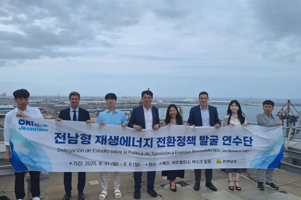 The picture shows senior officials from Jeollanam-do province during their tour of the Port of Bilbao