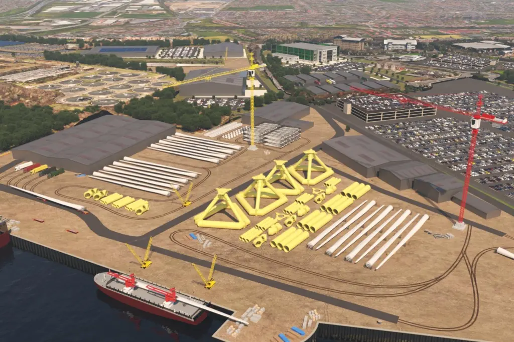 The image shows a render of the Tyne Clean Energy Park