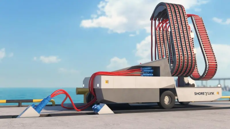 Artist's rendition of a ShoreLink CruiseLink Mobile S shorepower system