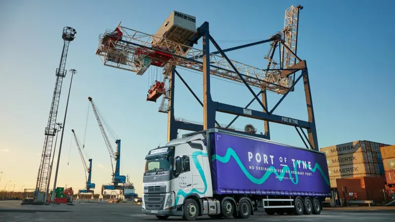 A truck positioned on the quayside at Port of Tyne