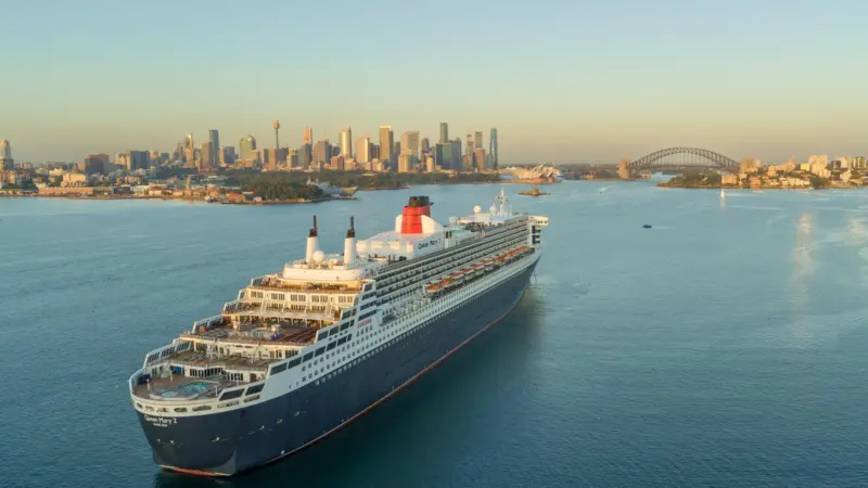 A cruise ship entering Sydney Harbour