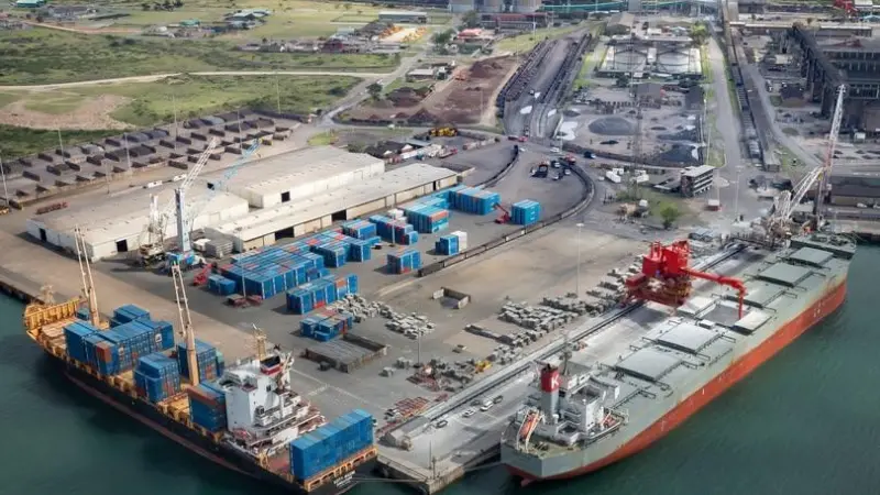 An overhead shot of the Port of Richards Bay
