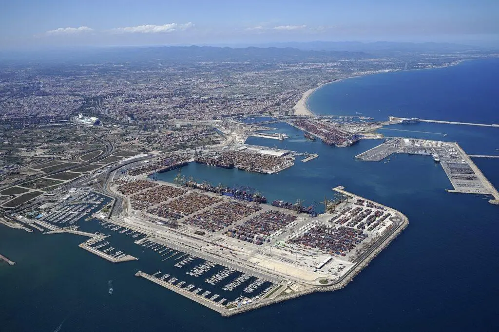 An aerial shot of the Valenciaport