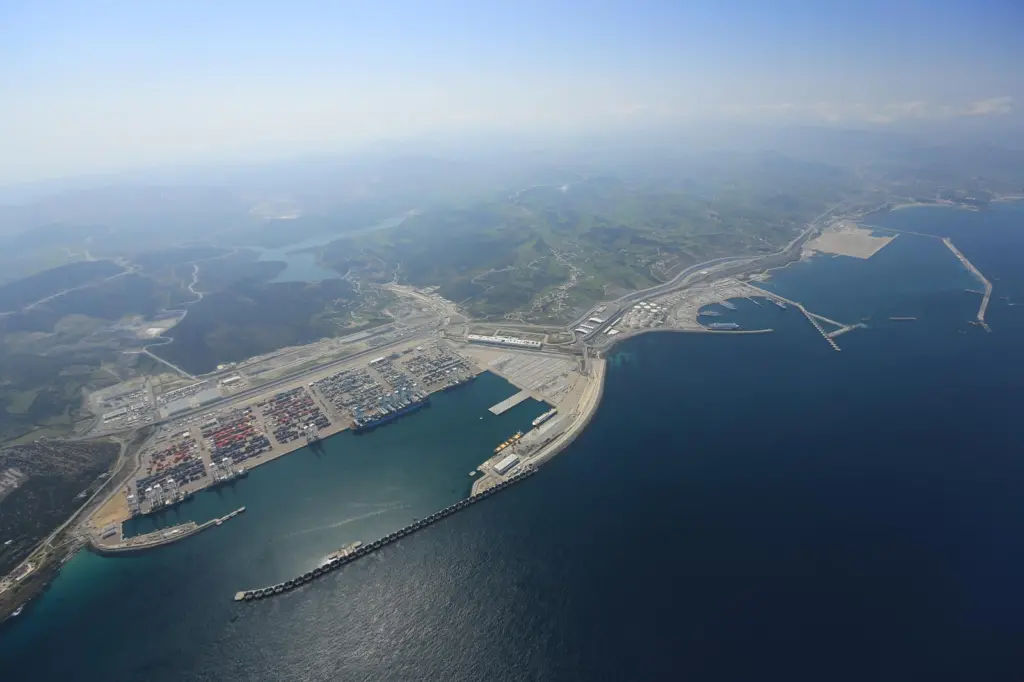 An aerial shot of the port of Tanger Med