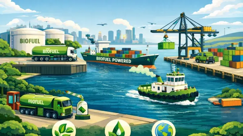 Biofuel graphic showing marine and port uses