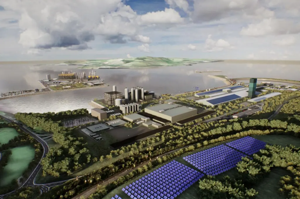 A render of the renewable energy-powered charging hub at Hunterston PARC
