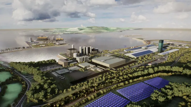 A render of the renewable energy-powered charging hub at Hunterston PARC