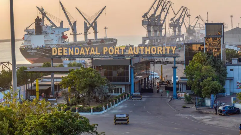 Kandla Port pictured at sunset