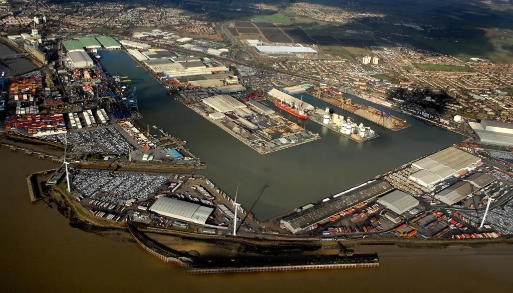aerial image of the Port of Tilbury