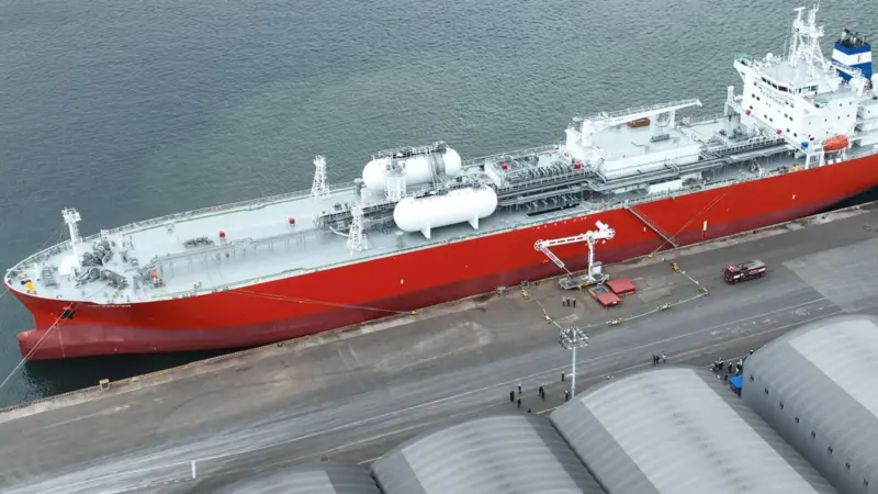 The 45K-class ammonia dual-fuel gas carrier at the quayside