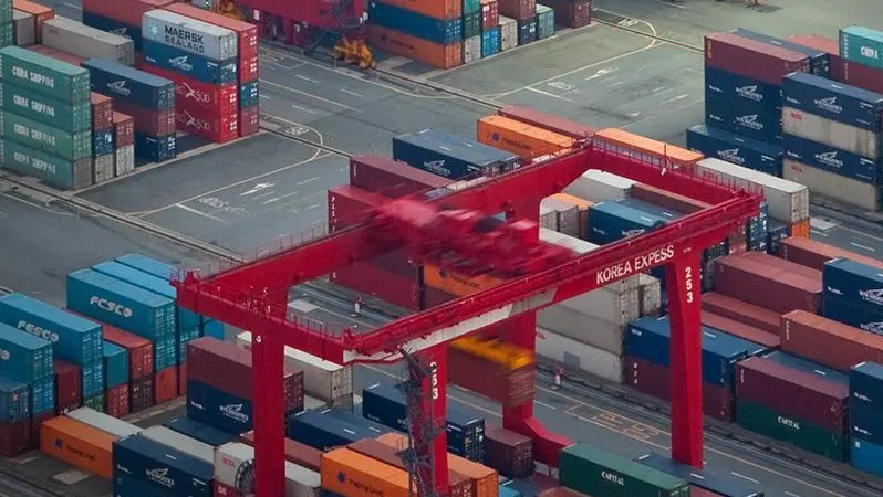 A shot of port equipment at Busan New Port