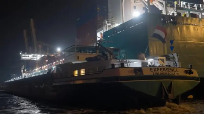 The bunkering operation taking place at the port