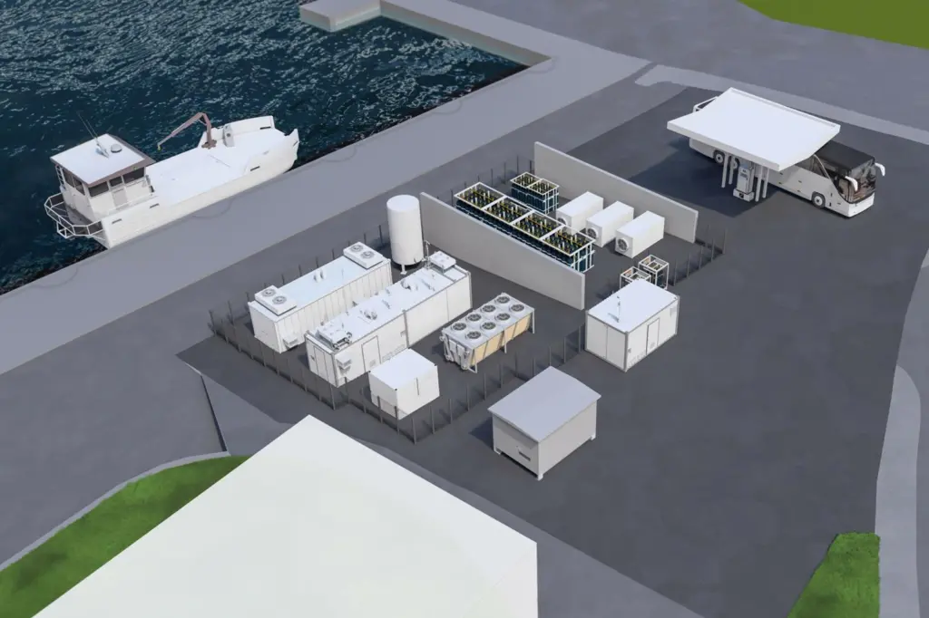 A render of the Klaipėda Port H2 refuelling station
