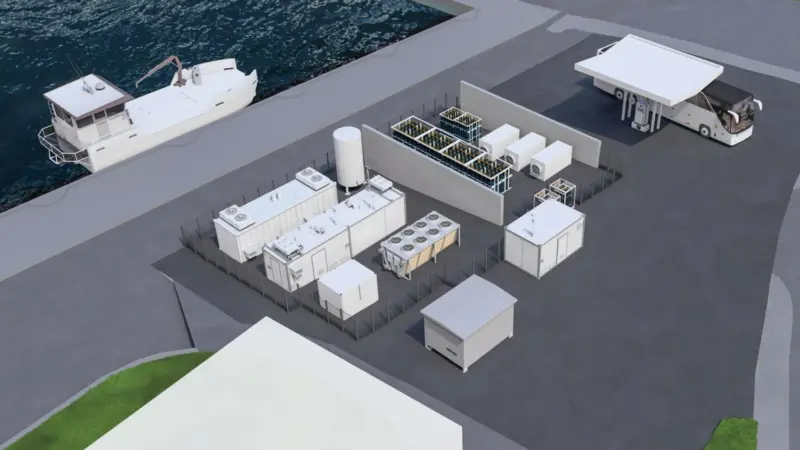 A render of the Klaipėda Port H2 refuelling station