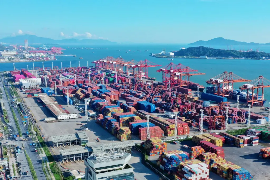 An aerial shot of DaChan Bay Container Terminals