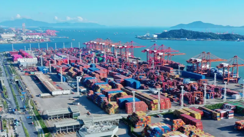 An aerial shot of DaChan Bay Container Terminals