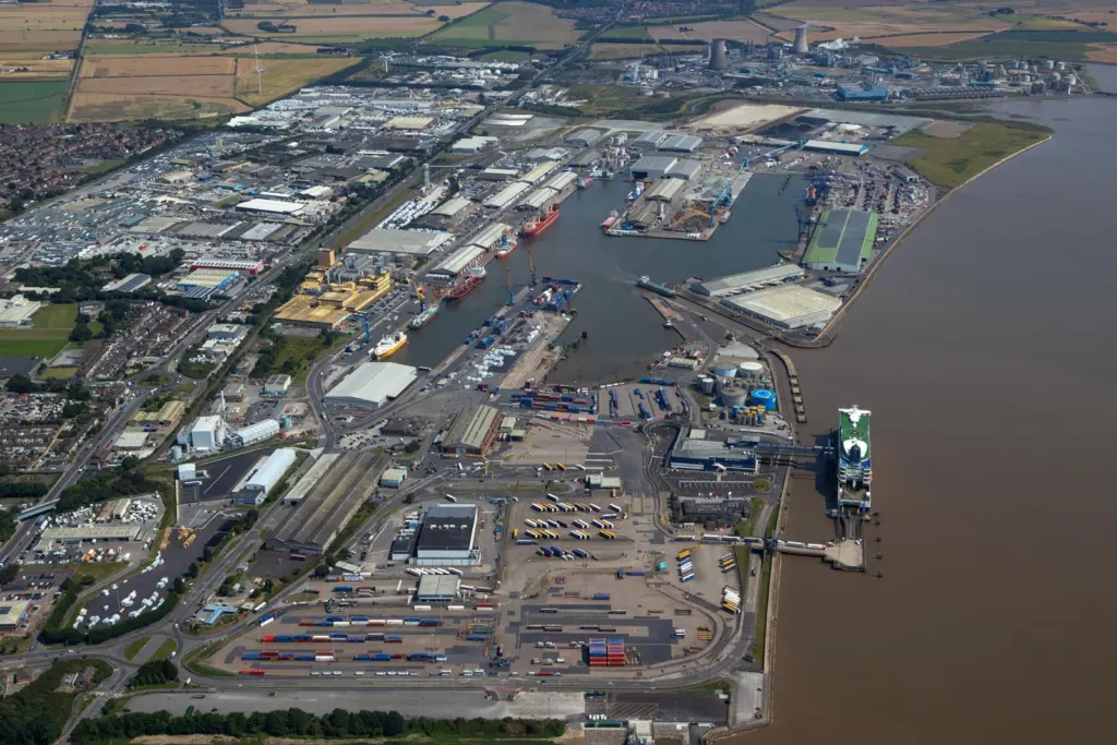 An aerial shot of the Port of Hull
