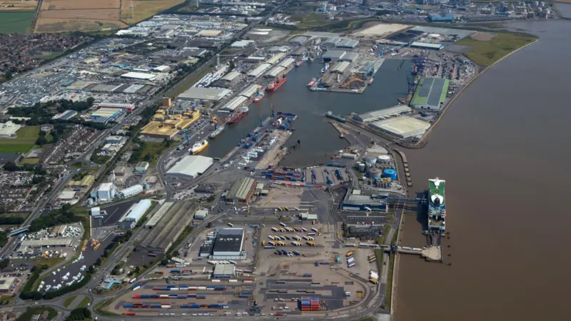 An aerial shot of the Port of Hull