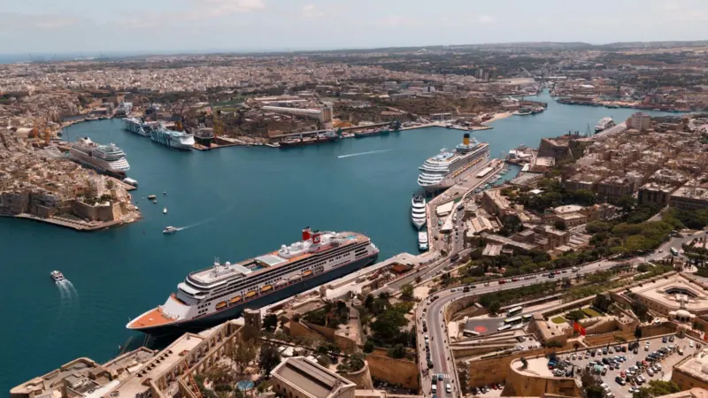 Several cruise ships at berth in Valletta Cruise Port