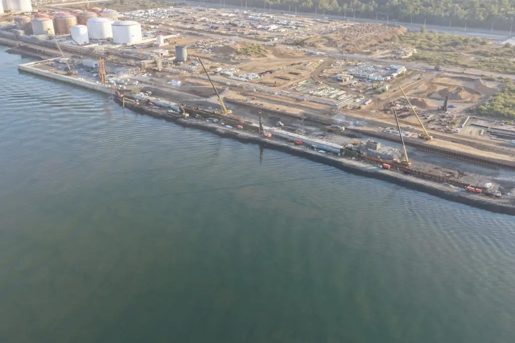 The area marked for construction at the Port of Huelva