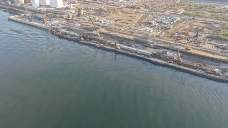 The area marked for construction at the Port of Huelva