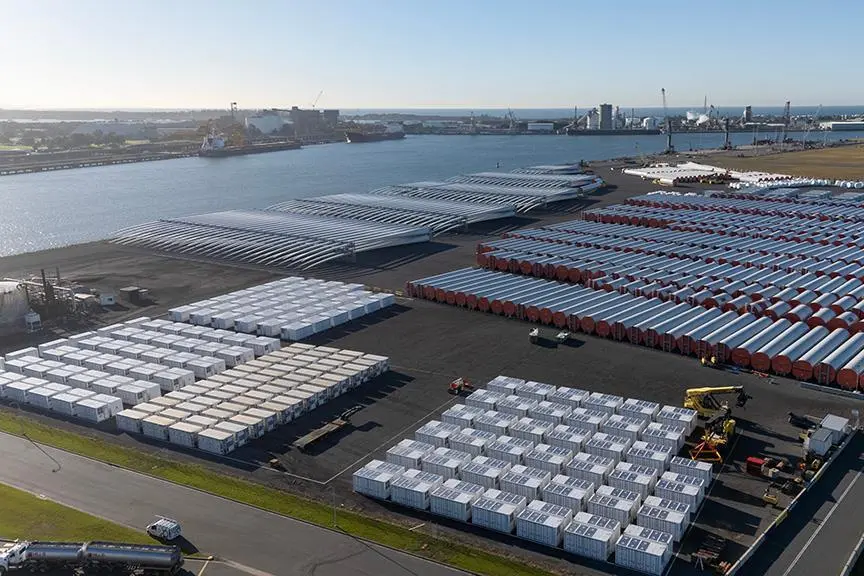 Renewable energy assets on the quayside at Newcastle