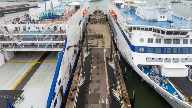 An aerial shot of Portsmouth's multi-berth, multi-user, multi-frequency shore power installation