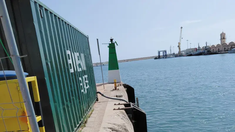 The Bioremed Algae system on the quayside of the Port of Gandia